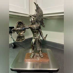 Vintage aztec bronze Montezume statue